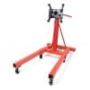 A red HORUSDY 900kg engine stand on wheels, featuring a monitor for easy operation and maintenance tasks.