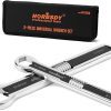 HORUSDY 44-in-1 Universal Wrench Set with Tool Bag, adjustable from 5mm-27mm and 3/16-1-1/16 inch, featuring heat-treated chrome vanadium steel wrenches and a tool bag.