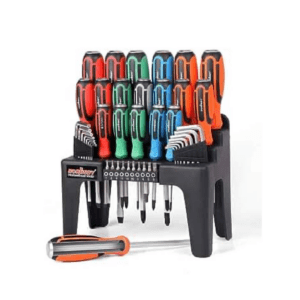 HORUSDY 44-Piece Magnetic Screwdriver Set with Go-Thru Steel Blades | High Torque, Plastic Racking - SDY-94268